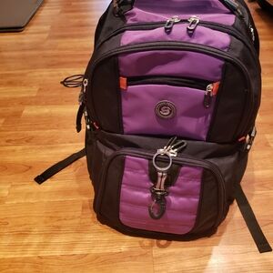 Sleek Black and Purple Backpack